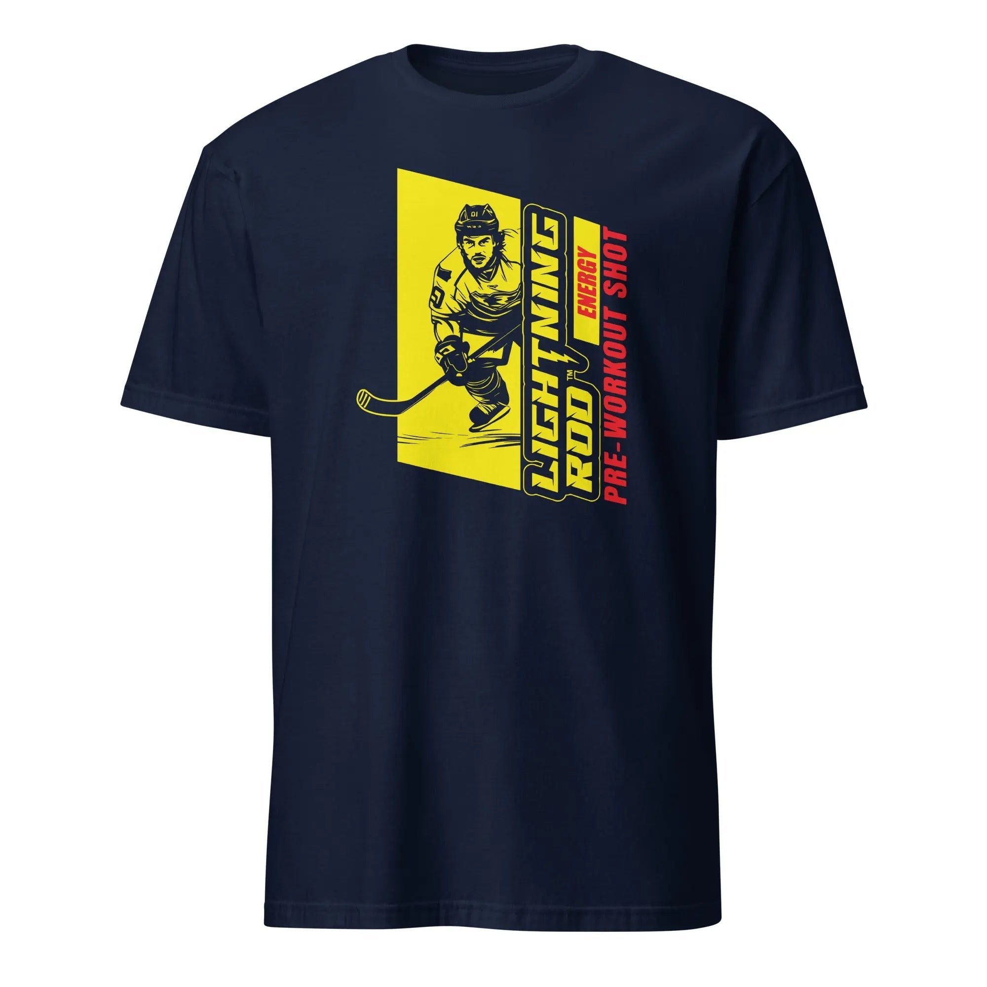 Hockey player graphic tee by Lightning Rod Energy – soft cotton athletic shirt for sports and casual wear.