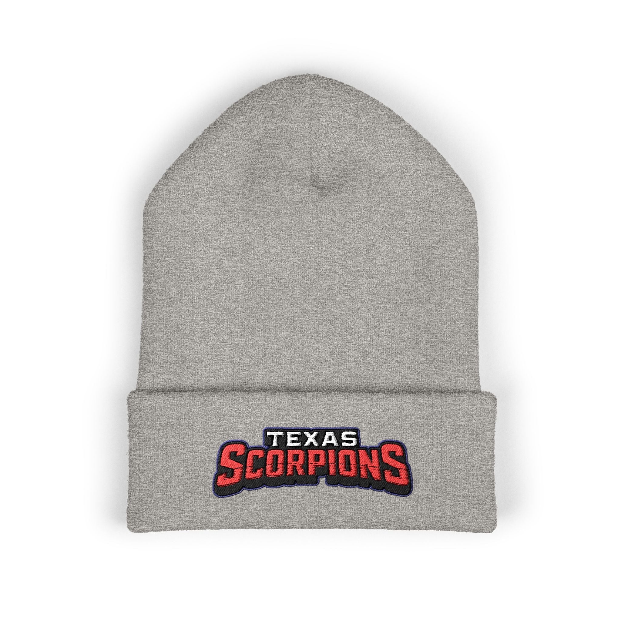 Texas Scorpion Embroidered Cuffed Beanie — Team Logo Knit Hat - Lightning Rod Energy