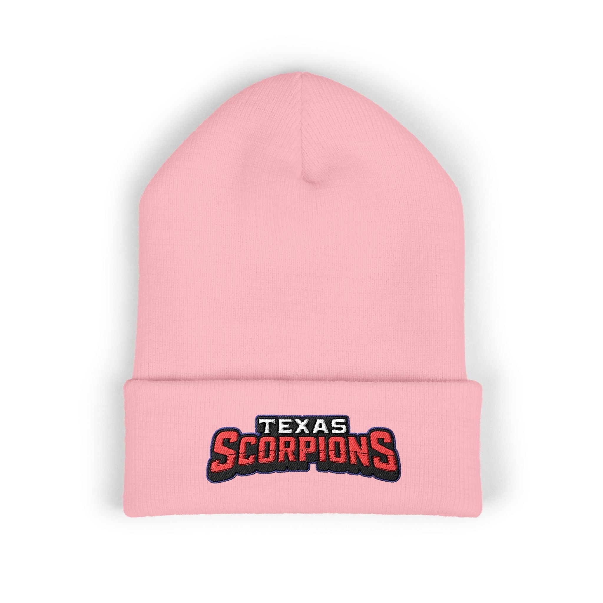 Texas Scorpion Embroidered Cuffed Beanie — Team Logo Knit Hat - Lightning Rod Energy