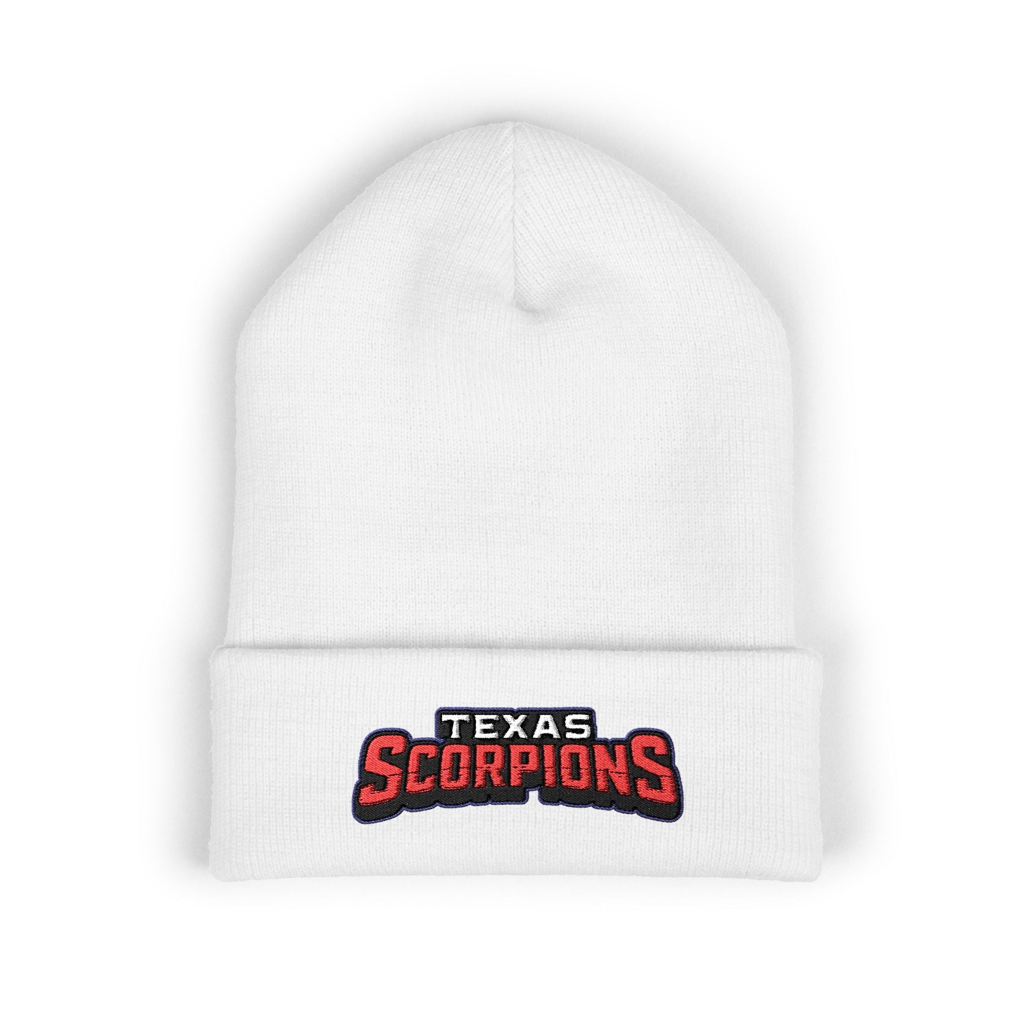 Texas Scorpion Embroidered Cuffed Beanie — Team Logo Knit Hat - Lightning Rod Energy