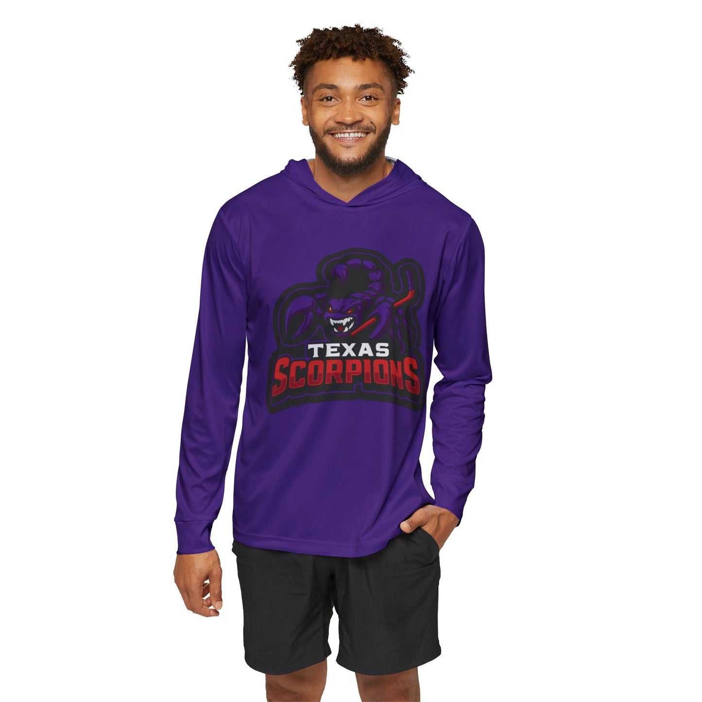 Texas Scorpion Sports Hoodie — Men's Purple Warmup Pullover - Lightning Rod Energy