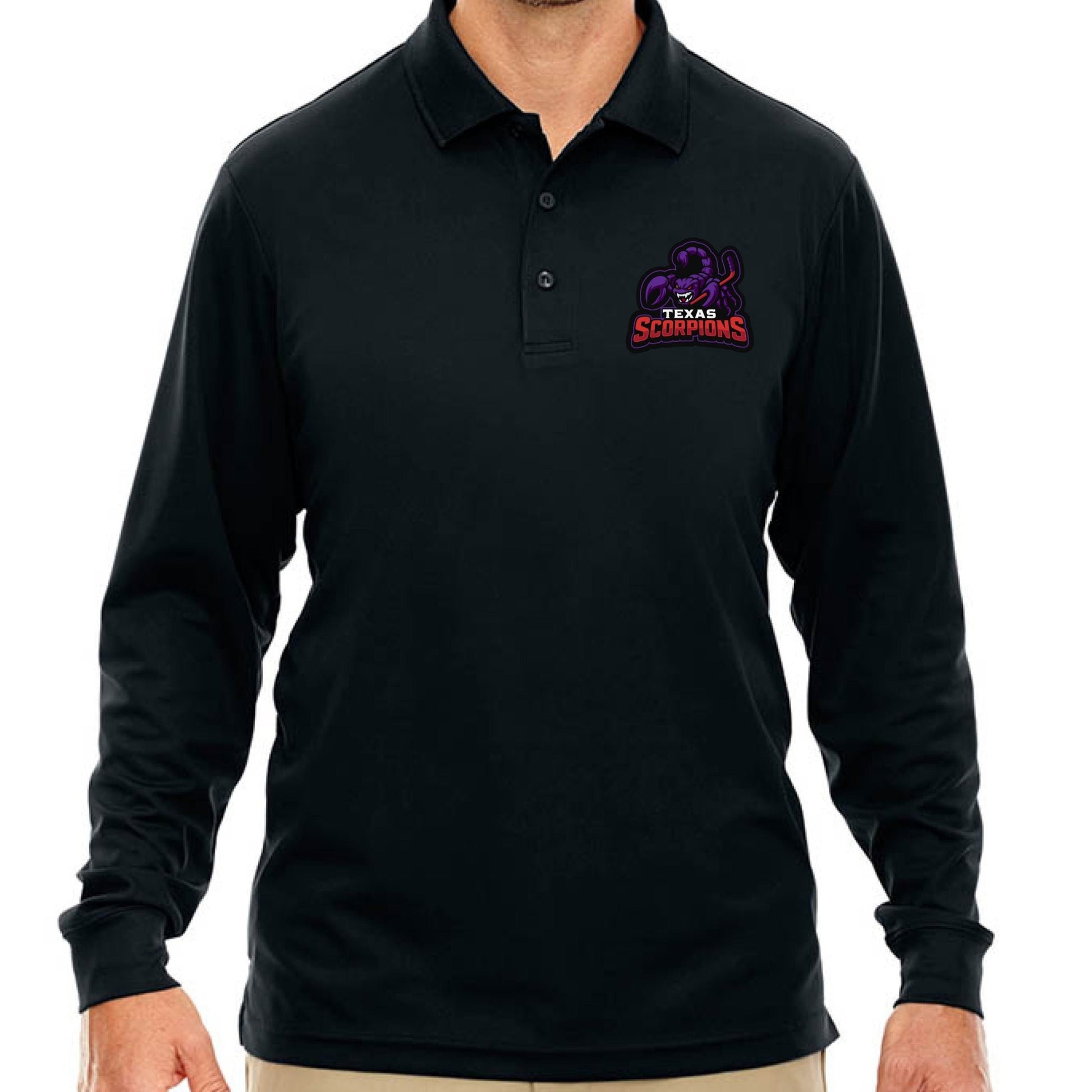 Texas Scorpions Long Sleeve Golf Polo - Lightning Rod Energy