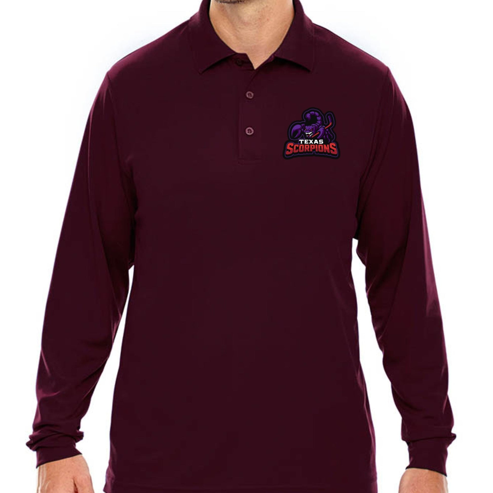 Texas Scorpions Long Sleeve Golf Polo - Lightning Rod Energy