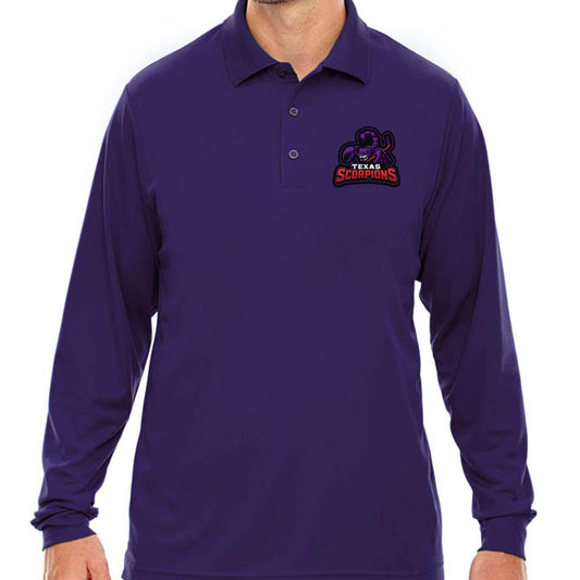 Texas Scorpions Long Sleeve Golf Polo - Lightning Rod Energy