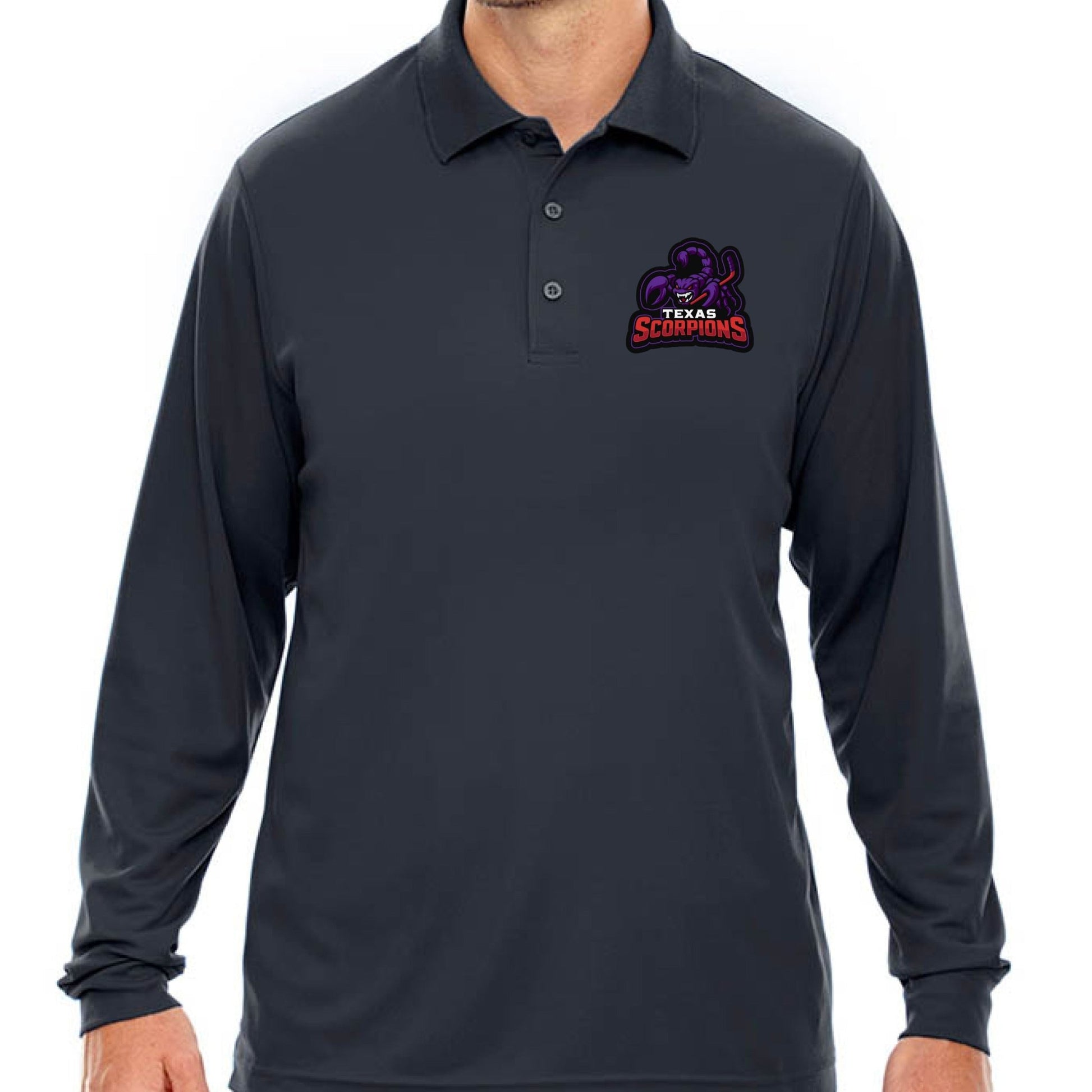 Texas Scorpions Long Sleeve Golf Polo - Lightning Rod Energy