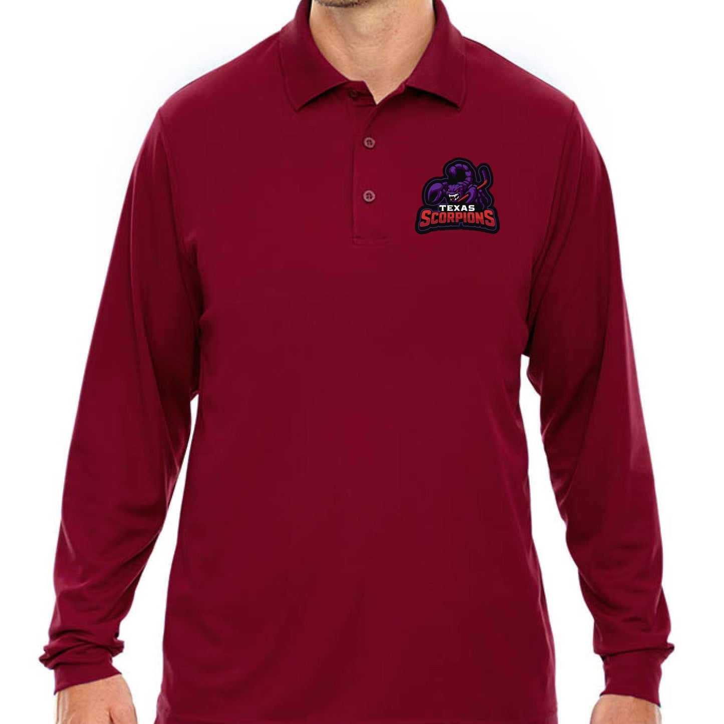 Texas Scorpions Long Sleeve Golf Polo - Lightning Rod Energy